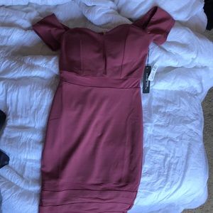 Off Shoulder Tight Pink Dress